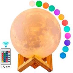 NOVA - Lámpara luna con control luz led colores recargable con base