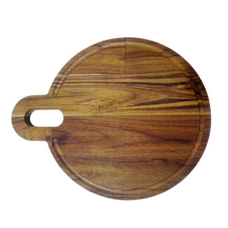 TABLA DE MADERA TECA REDONDA PARA PICAR/SERVIR