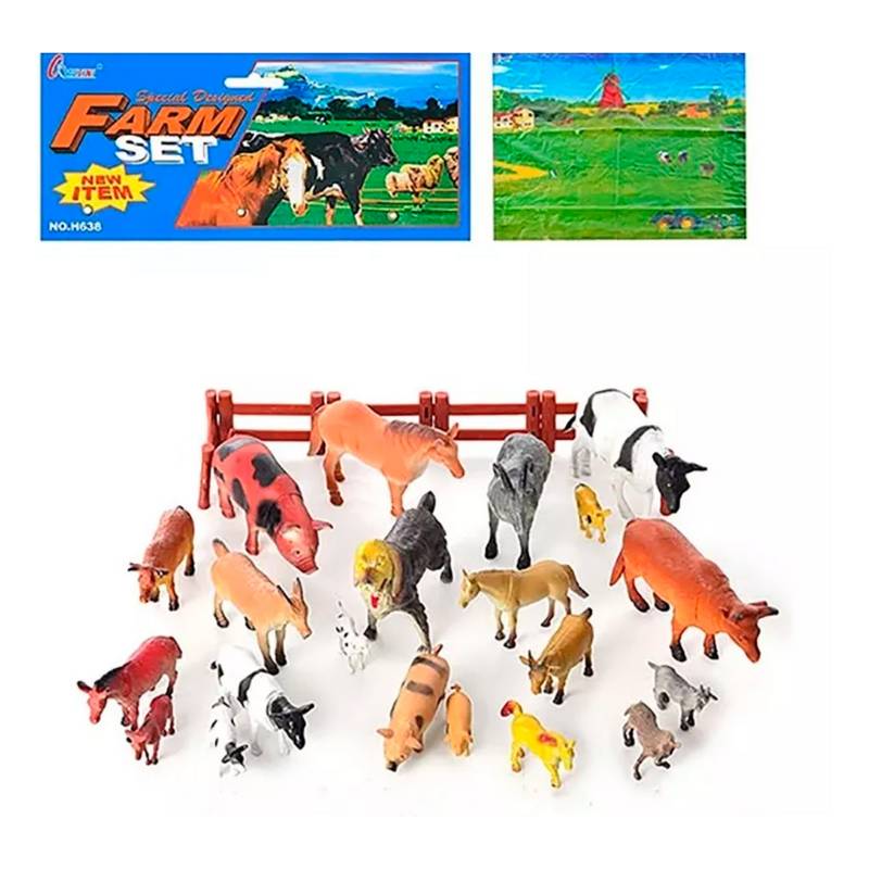 12PCS figuras de animales portátiles juguete animales de granja juego  conjunto con caja de almacenamiento