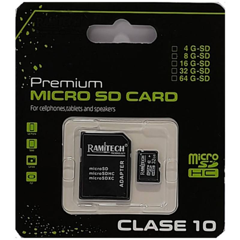 Tarjeta Micro SD de 8GB con Adaptador de clase 10 de Rams