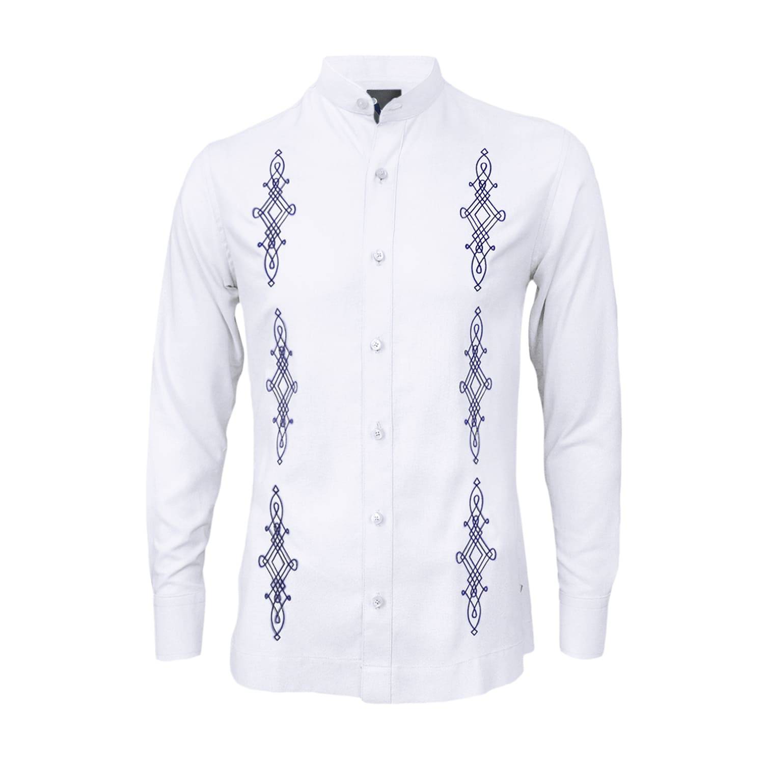 Camisa guayabera blanca bordada morado también tallas grandes hombre SON  DOS