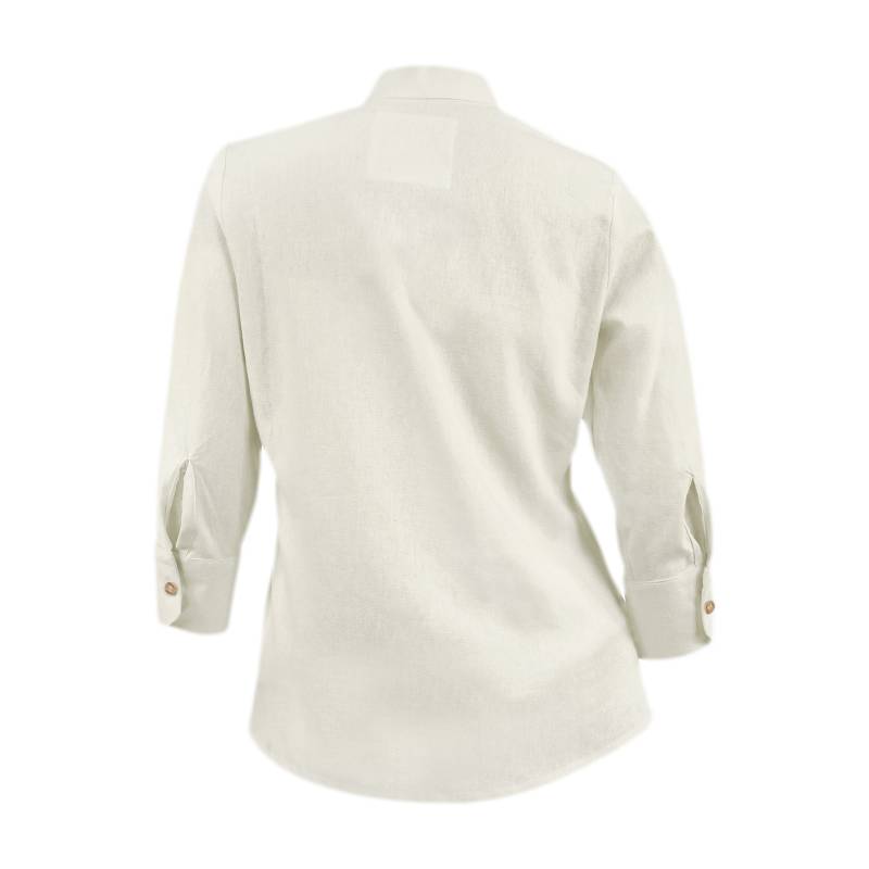 Camisa blusa lino marfil ocasión casual manga tres cuartos para mujer SON  DOS