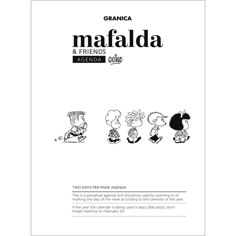 Mafalda 2024 Anillada Columna Turquesa - Agenda Planner - by Quino