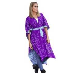 GENERICO - Capa Larga para mujer tejida en Hilo Acrilico talla única color Morado