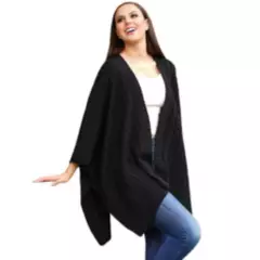 GENERICO - Capa Corta para mujer tejida en Hilo Acrilico talla única color Negro