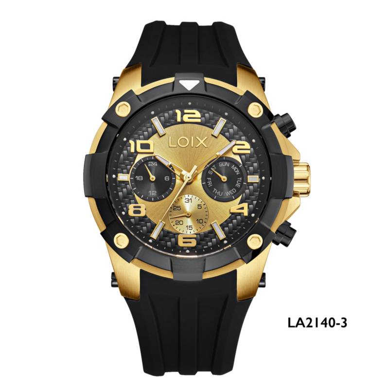 Reloj hombre LA2140-3 negro con dorado, tablero bicolor - Relojes Loix
