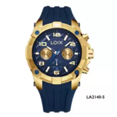 LOIX - Reloj Hombre LA2140-5 Azul Con Dorado Tablero Azul