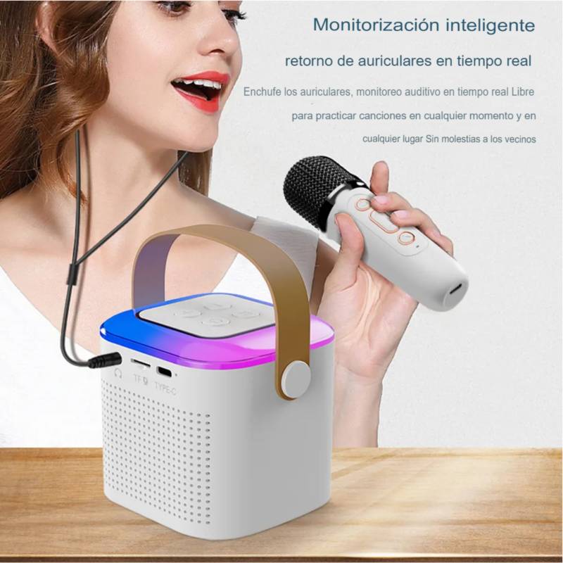 Microfono Karaoke Parlante Bluetooth Efectos Voz Inalambrico 858l Rosa  DANKI