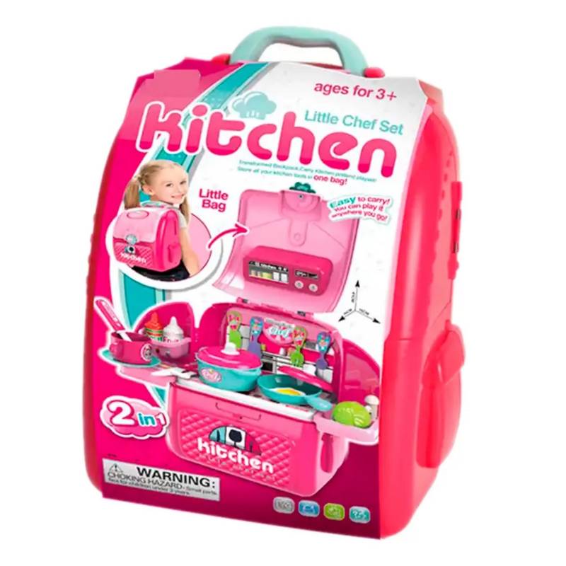Set de Cocina Infantil Maleta juguete 2 en 1 y accesorios GENERICO