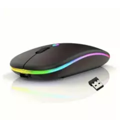GENERICO - Mouse Inalámbrico Recargable Retro Iluminacion Wifi Bluetooth - Negro