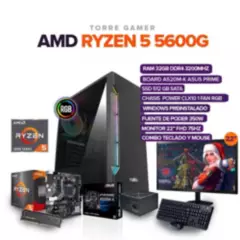 AMD - TORRE GAMER RYZEN 5 5600G/ 32GB RAM/ SSD 512GB /BOARD A520M MONITOR 22" FHD
