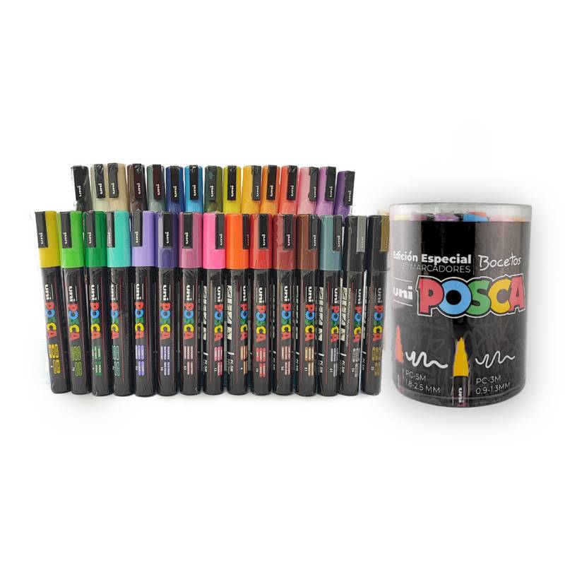 Marcadores POSCA PACK Punta 5M Set Pastel (7) + Blanco + Negro