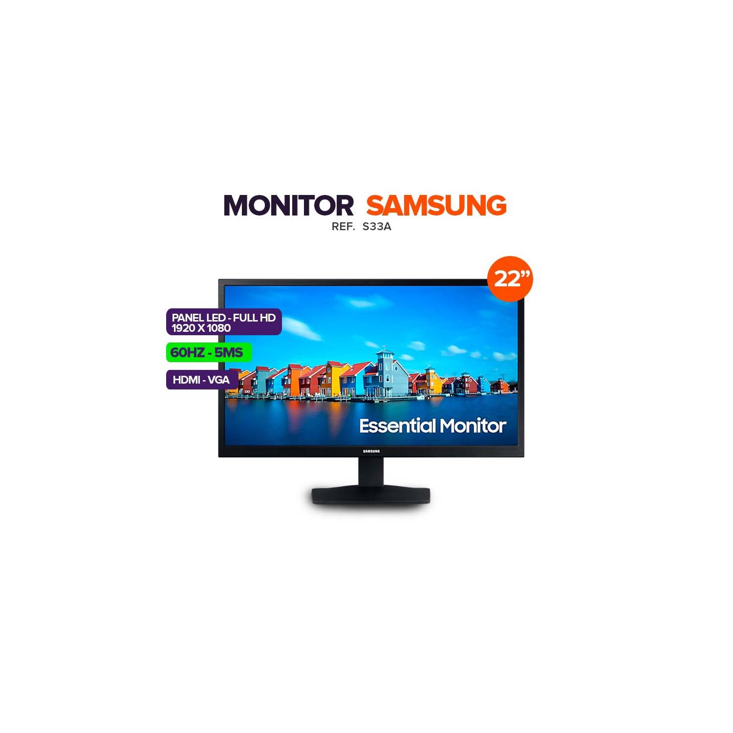 Monitor Va Full Hd 22 Pulgadas Samsung S33a Ls22a33 Hdmi Vga
