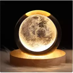 GENERICO - Lampara Bola Magnetica Luna Grabado 3D Recargable