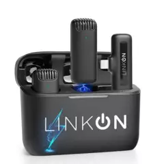 LINKON - Microfono Inalambrico Lavalier Solapa + Estuche Carga - Negro