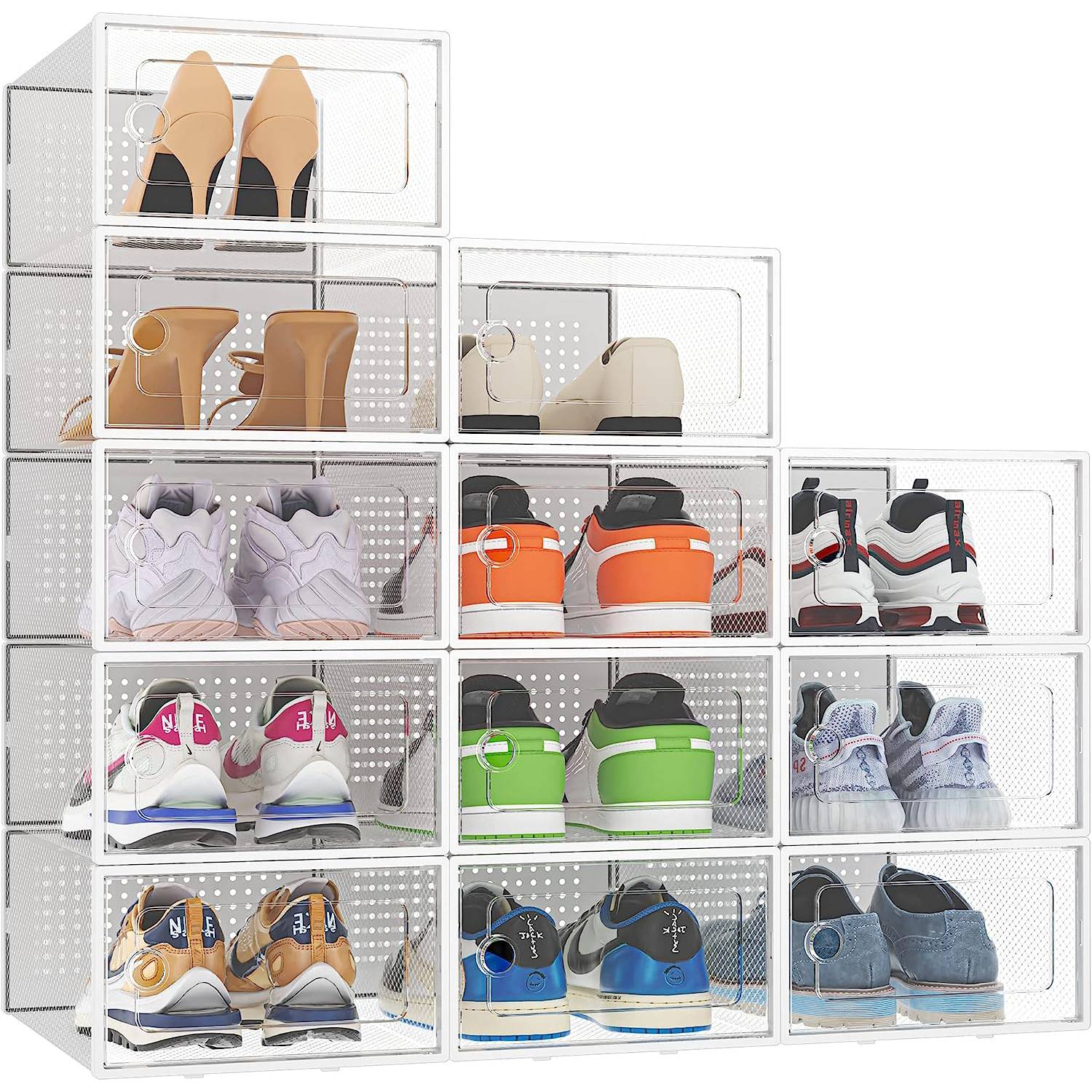 Zapatero Organizador Apilable De Plastico Para Closet 12 Cajas De Zapatos  Pares