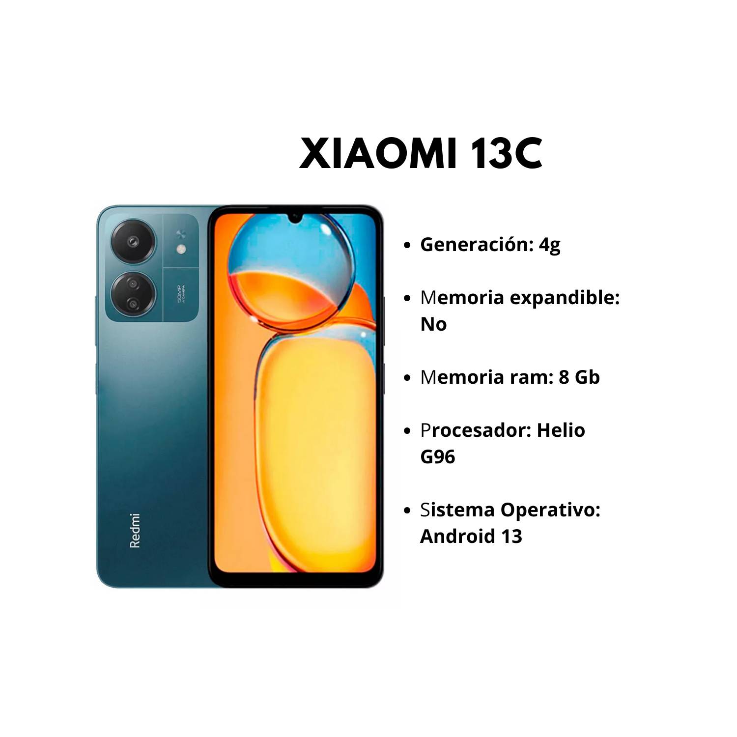 Celular Xiaomi Redmi 13c 256 Gb 8 Ram 50 Mp Azul XIAOMI