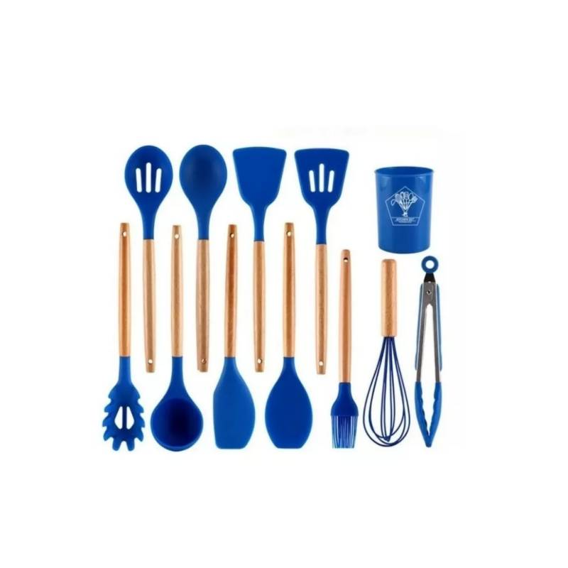 Juego de 12 Utensilios de Cocina de Silicona - Set de utensilios cocina de  alta calidad, resistentes al calor, antiadherentes y fáciles de limpiar -  Kit complet…