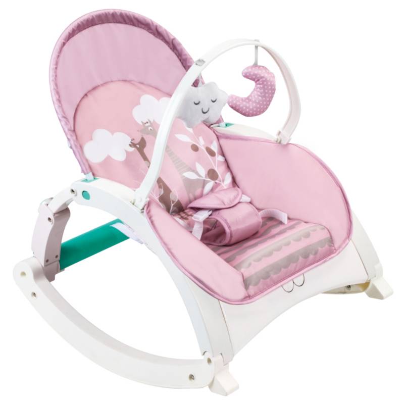 Silla Mecedora Bebé Reclinable Cama Plegable Portable Capota - Rosa — HTS