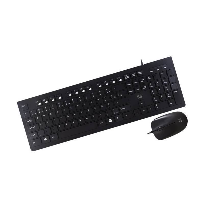 Teclado y Mouse inalámbrico Kit Multilaser Wireless Black USB