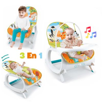 GENERICO Silla Mecedora Musical Vibracion Bebe 3 En 1 Azul