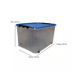 BUHOGAR - Caja con tapa y ruedas 60 litros de almacenamiento Buhogar