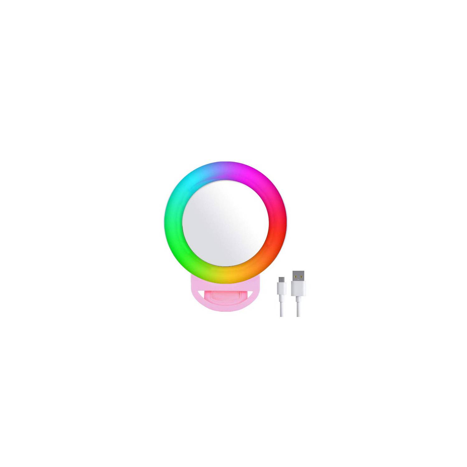 Aro Luz Selfie Tipo Clip Celular Rgb Multicolor 10 Cm Recargable