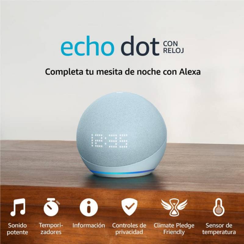 Echo Dot 5ta Gen Con Reloj - Altavoz Inteligente Alexa 