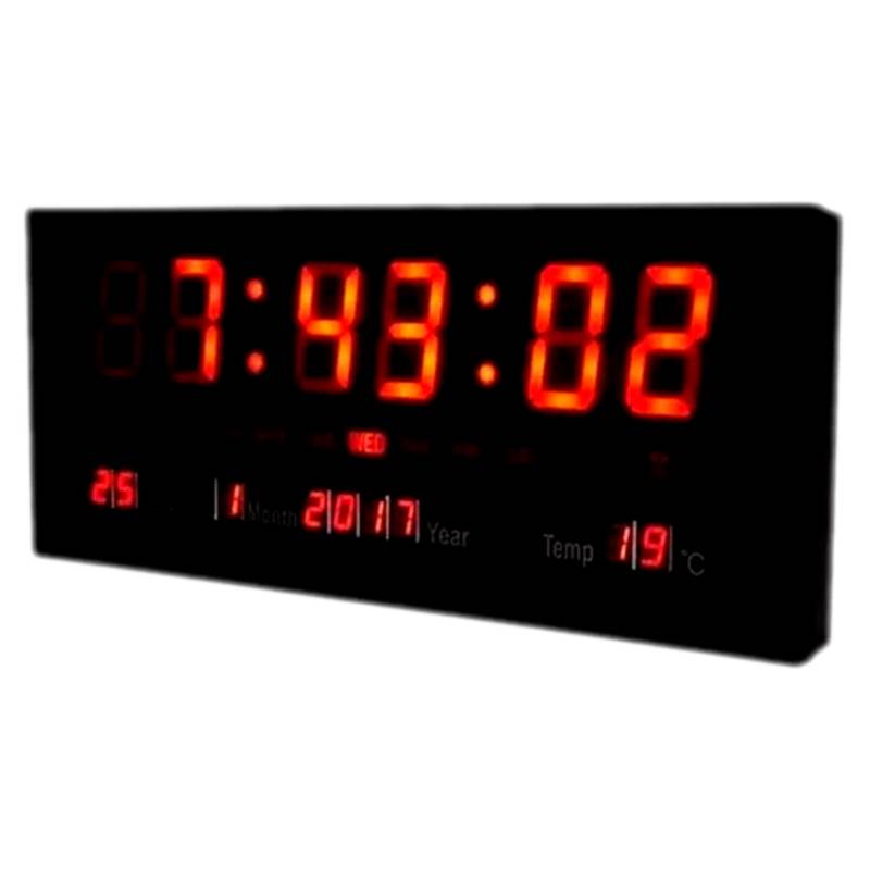 Reloj Pared Digital 3615 LED Rojo Alarma Calendario Fecha