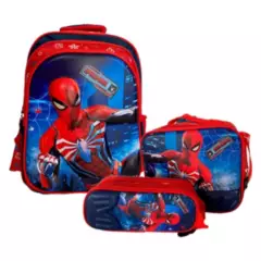 GENERICO - Kit X3 Morral Maleta Grande  Lonchera  Cartuchera Niños Spiderman JLE