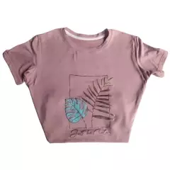 GENERICO - Camiseta dama estampada hojas metalizada