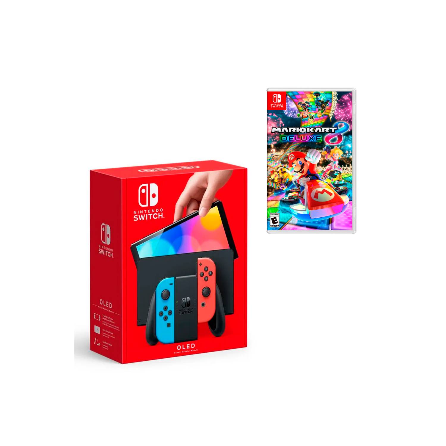 Consola Nintendo Switch, Incluye Juego Mario Kart 8 Deluxe + 3 Meses  Suscripción Nintendo Online, 2 Joy-Con Neon, Rojo y Azul, 32GB de  almacenamiento NINTENDO