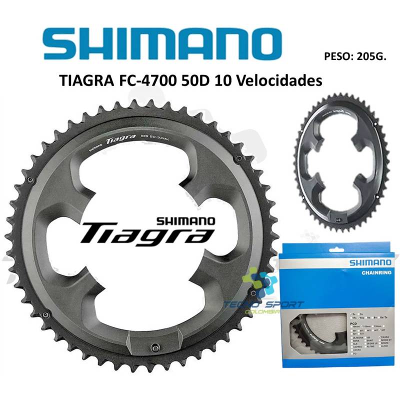 Plato Coronilla Shimano Tiagra 4700 10v Biplato 50 Dientes SHIMANO