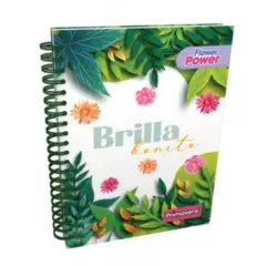PRIMAVERA - Cuaderno Argollado Flower Power 5 Materias Hoja Cuadriculada
