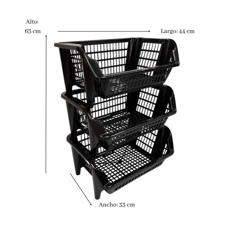 Canasto Organizador Apilable Almacenamiento Frutas Verduras