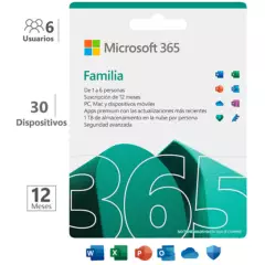 GENERICO - Office 365 Familia 12 Meses 6 Usuarios 30 Dispositivos