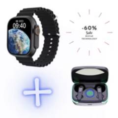 GENERICO - Combo Reloj Ultra u8 Smartwatch  Audifonos Con Power Bank