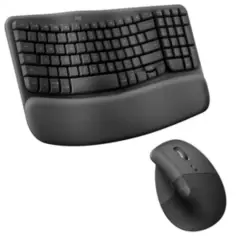 LOGITECH - Combo Ergonómico Logitech Teclado Wave Keys  Mouse Lift Negro