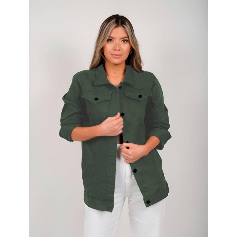 Chaqueta para Mujer Verde Militar Cazadora Denim - Alma Verde Militar –  Molgoa