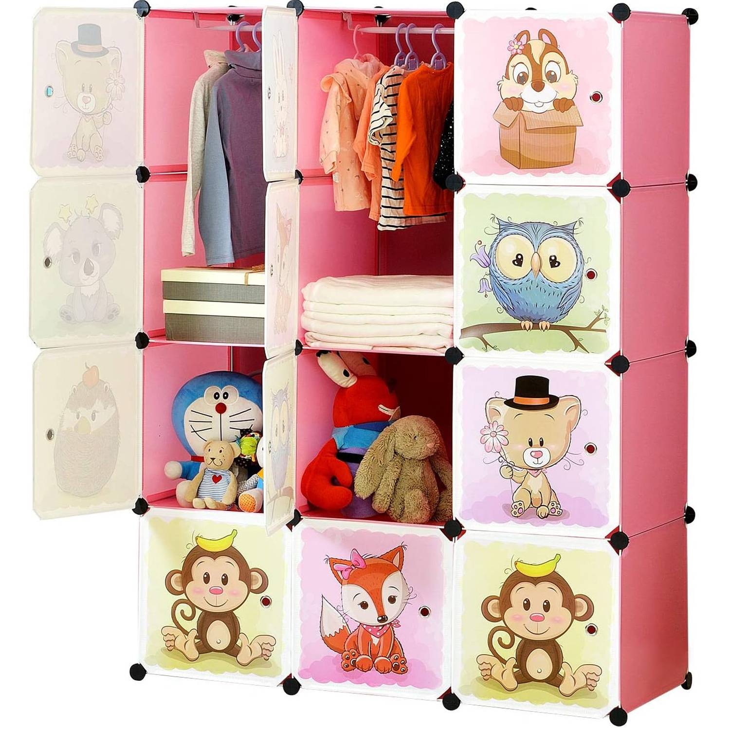 Estante para ropa infantil, organizador de armario para niños, con  guardianes de accesorios (sistema de almacenamiento de muñecas americanas)