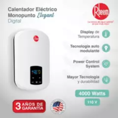 RHEEM - Calentador De Agua Eléctrico Rheem Elegant Digital 110v 4kw