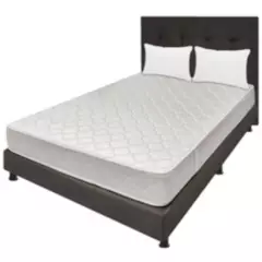 DORMILANDIA - Combo colchón doble 140x190 espumado multisleep café  base cama entera  cabecero  almohadas