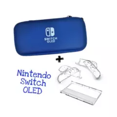 GENERICO - Estuche Rigido Azul + Acrilico Protector Para Nintendo Switch Oled