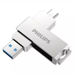 PHILIPS - Memoria USB 2 en 1 - 3.2 y USB C de 128 GB Flash Giratoria Philips