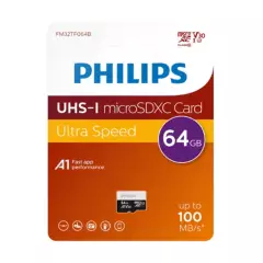 PHILIPS - Memoria Micro SD XC Tarjeta 64 GB Alta Velocidad Philips