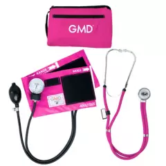 GMD - Kit Tensiometro Manual + Fonendoscopio Rappaport Color Rosado Neon