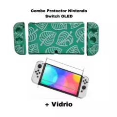 GENERICO - Acrilico Protector Animal Crossing Hojas + Vidrio Nintendo Switch Oled