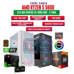 AMD - TORRE GAMER RYZEN 5 5600/16GB RAM/ 512GB SSD/BOARD B550 /CHASIS 4 FANS/ RTX4060