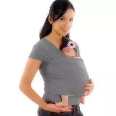 BABY MOON - Portabebe fular elástico para bebe gris desde el nacimiento