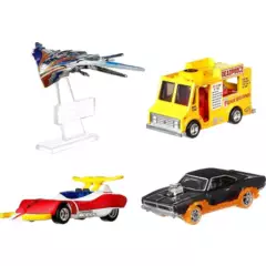 DISNEY - Hot Wheels Disney Marvel - Paquete de 4 coches